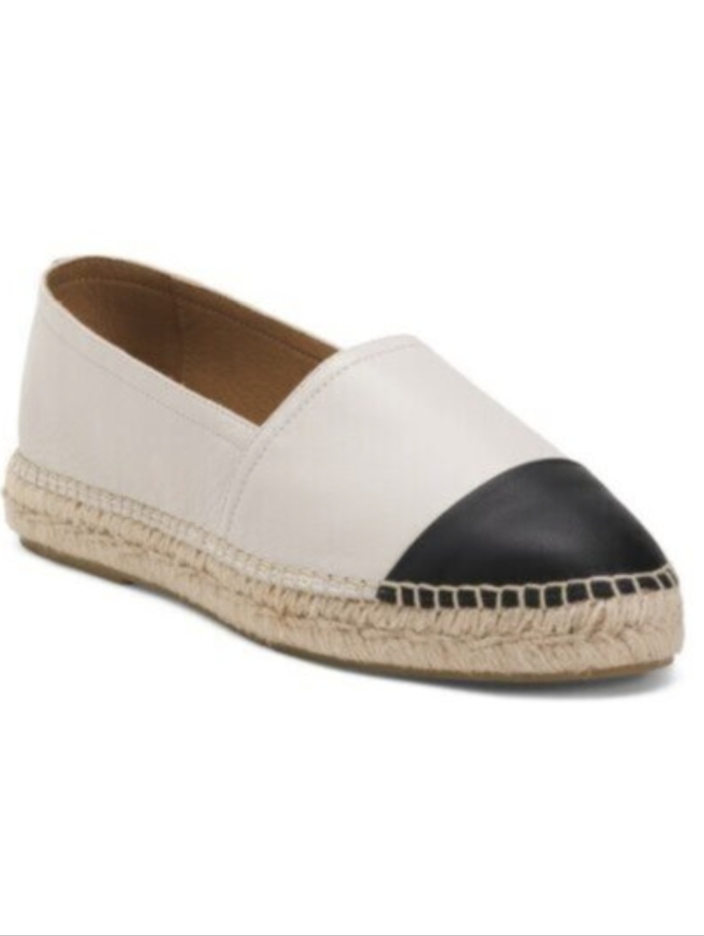 Jutelia Espadrilles Cream Leather Black Cap Toe EU39